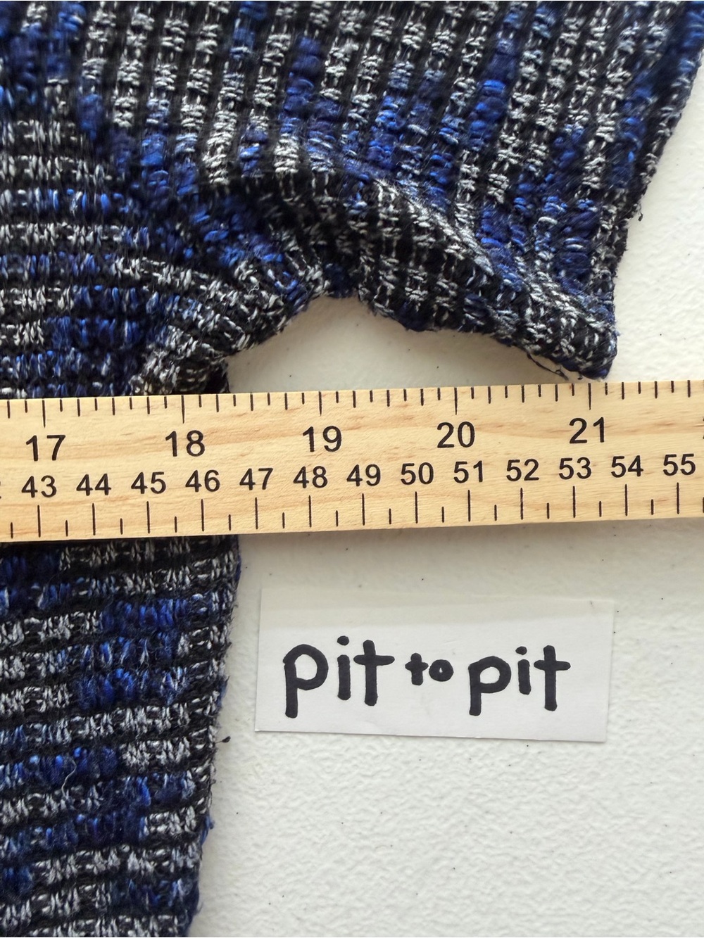 Zara Collection Blue Black Tweed Textured Short Sleeve Top M - Picture 5 of 5